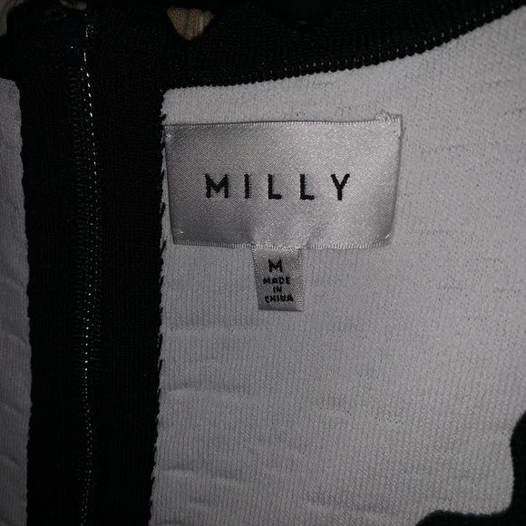 Milly Black/White Laser Cut Pointelle Sheath Dress - Picture 3 of 4